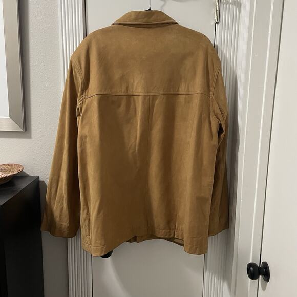Tan Suede Leather Barn Coat Utility Jacket Mens XL Sport Chore Hunting - Picture 14 of 16